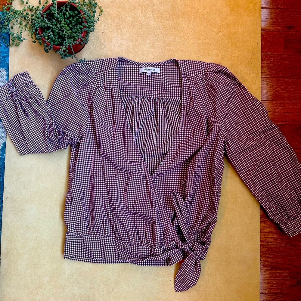 Madewell Gingham Wrap Top
